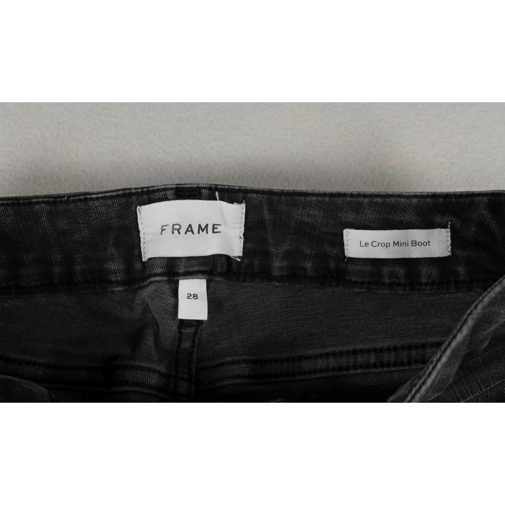 Frame Le Crop Mini Boot Jeans Women's 28 Black Raw Hem Cropped Stretch Denim - Picture 3 of 12